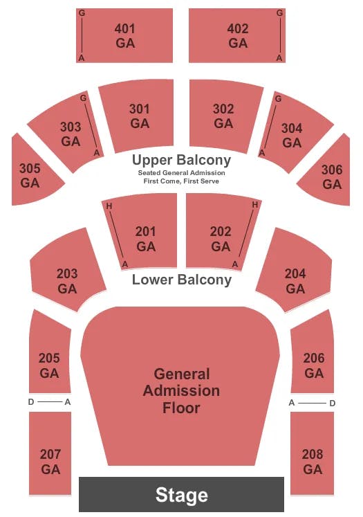 THE TABERNACLE GA GENERAL ADMISSION Seating Map Seating Chart