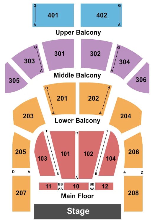 THE TABERNACLE GA END STAGE Seating Map Seating Chart