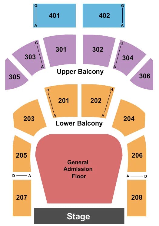 THE TABERNACLE GA END STAGE GA Seating Map Seating Chart