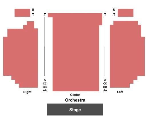 TARKINGTON THEATER CENTER FOR THE PERFORMING ARTS END STAGE Seating Map Seating Chart