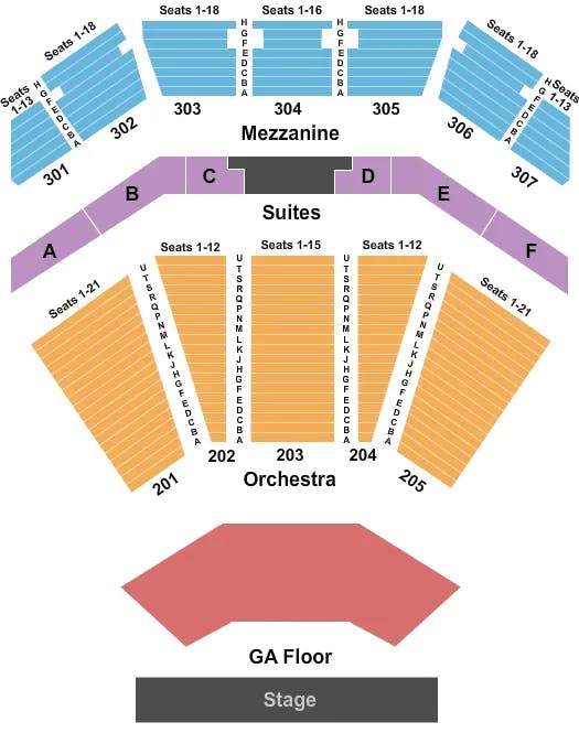  ENDSTAGE GA FLR Seating Map Seating Chart