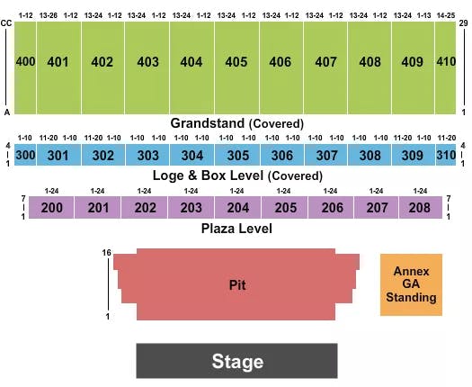 THE YORK FAIRGROUNDS PA ENDSTAGE RESERVED PIT Seating Map Seating Chart
