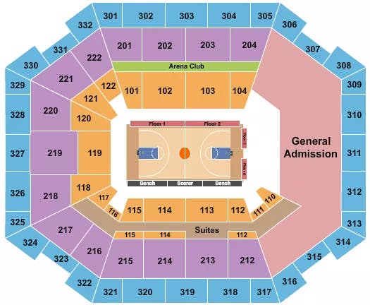  BASKETBALL WITH GA Seating Map Seating Chart