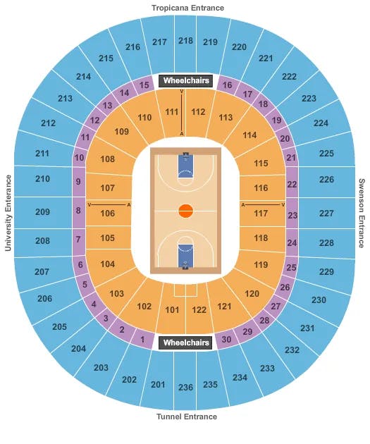 THOMAS MACK CENTER BASKETBALL Seating Map Seating Chart