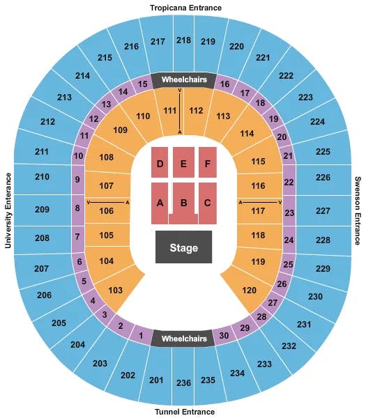 THOMAS MACK CENTER ENDSTAGE 2 Seating Map Seating Chart