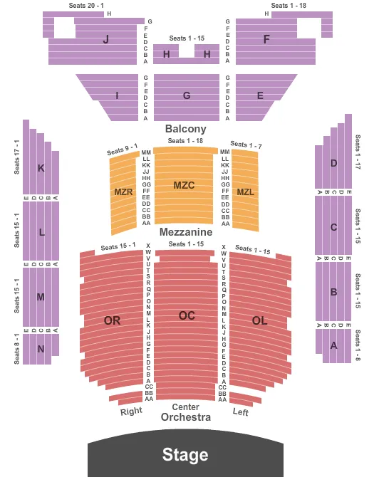 THOMAS WOLFE AUDITORIUM AT HARRAHS CHEROKEE CENTER OTHER Seating Map Seating Chart