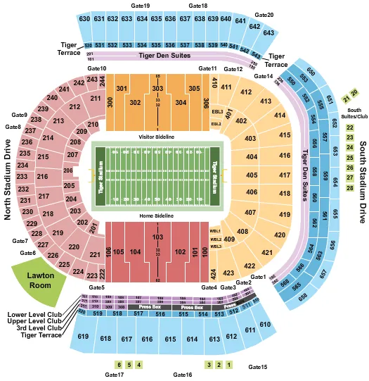 TIGER STADIUM BATON ROUGE FOOTBALL Seating Map Seating Chart