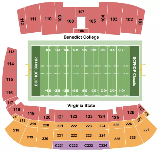  BLACK COLLEGE FOOTBALL HALL OF FAME CLASSIC Seating Map Seating Chart