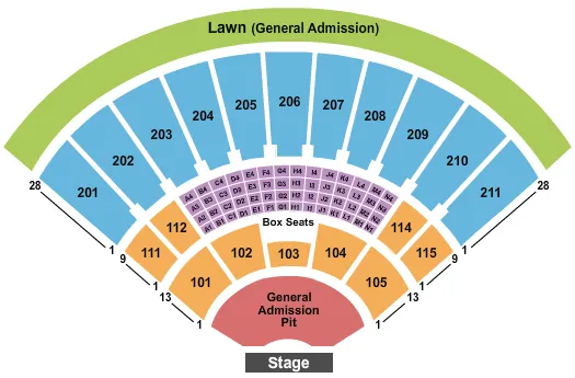  END STAGE WITH GA PIT Seating Map Seating Chart