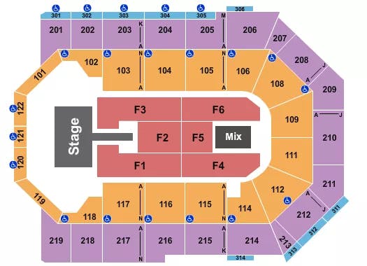TOYOTA ARENA ONTARIO CHRISTIAN NODAL 2 Seating Map Seating Chart