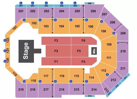 TOYOTA ARENA ONTARIO CHRISTIAN NODAL Seating Map Seating Chart