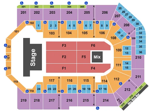 TOYOTA ARENA ONTARIO ENDSTAGE 5 Seating Map Seating Chart