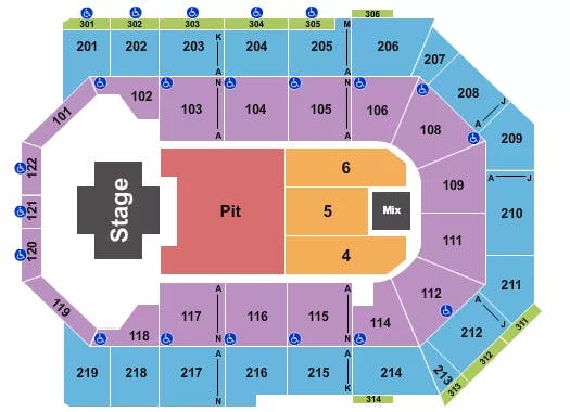 TOYOTA ARENA ONTARIO ENDSTAGE PIT 2 Seating Map Seating Chart