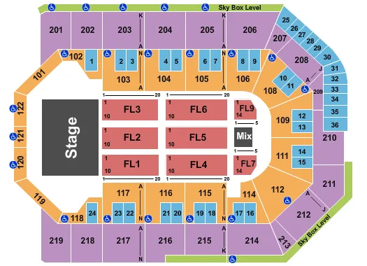 TOYOTA ARENA ONTARIO END STAGE Seating Map Seating Chart