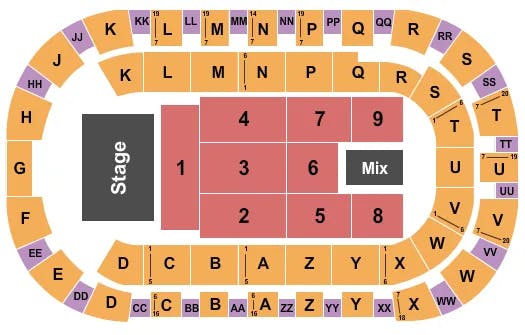 TOYOTA CENTER KENNEWICK END STAGE Seating Map Seating Chart