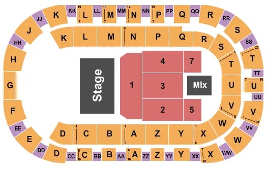 TOYOTA CENTER KENNEWICK END STAGE 2 Seating Map Seating Chart