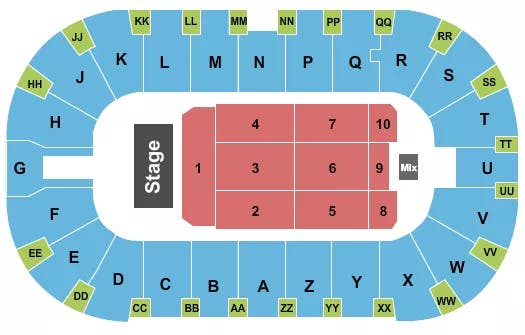TOYOTA CENTER KENNEWICK END STAGE 4 Seating Map Seating Chart