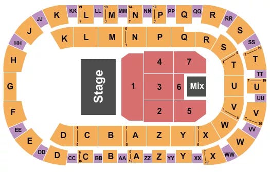TOYOTA CENTER KENNEWICK ENDSTAGE 5 Seating Map Seating Chart