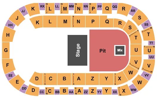 TOYOTA CENTER KENNEWICK HALESTORM Seating Map Seating Chart
