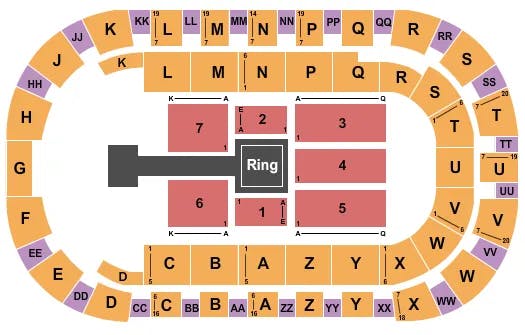 TOYOTA CENTER KENNEWICK WWE Seating Map Seating Chart