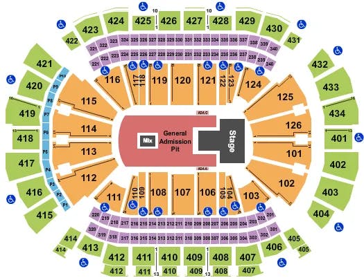 TOYOTA CENTER TX PARAMORE Seating Map Seating Chart