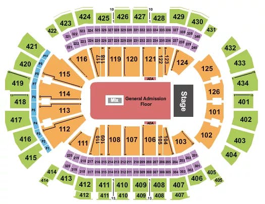 TOYOTA CENTER TX ENDSTAGE GA FLOOR Seating Map Seating Chart