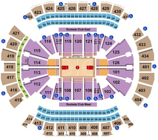 TOYOTA CENTER TX BASKETBALL Seating Map Seating Chart