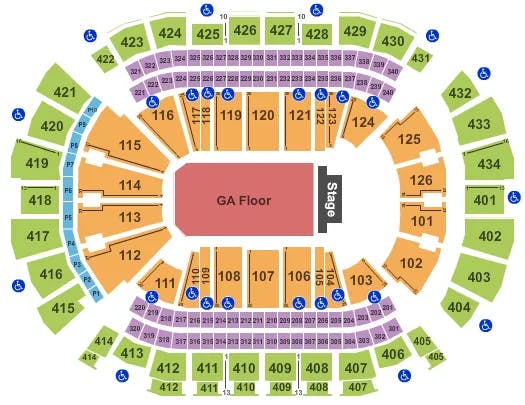 TOYOTA CENTER TX END STAGE W GA FLOOR Seating Map Seating Chart