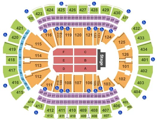TOYOTA CENTER TX END STAGE Seating Map Seating Chart