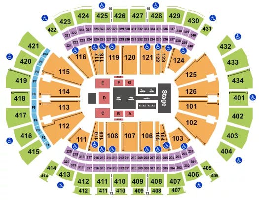 TOYOTA CENTER TX GOLD OVER AMERICA TOUR Seating Map Seating Chart