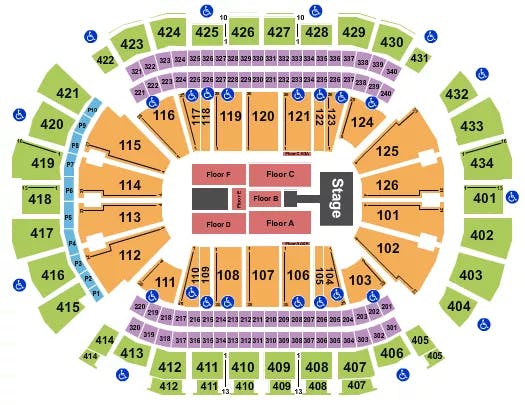 TOYOTA CENTER TX THE REUNION TOUR Seating Map Seating Chart