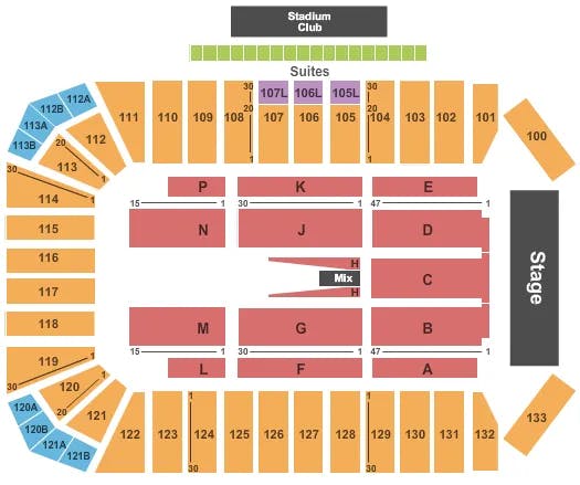 TOYOTA STADIUM FRISCO END STAGE Seating Map Seating Chart