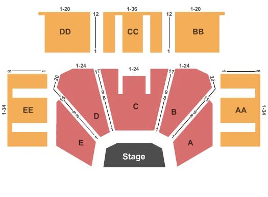 TREASURE ISLAND EVENT CENTER MN END STAGE Seating Map Seating Chart