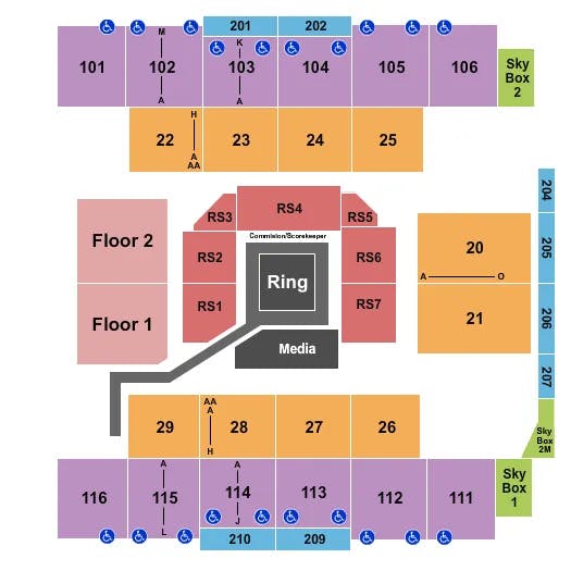 EVENT CENTER AT TURNING STONE RESORT CASINO BOXING 2 Seating Map Seating Chart