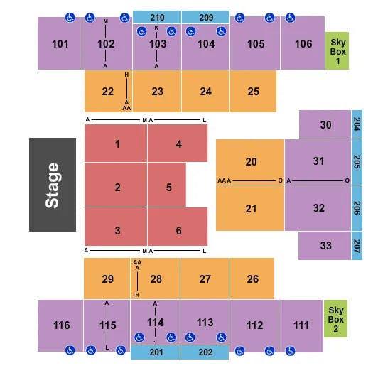 EVENT CENTER AT TURNING STONE RESORT CASINO ENDSTAGE 2 Seating Map Seating Chart