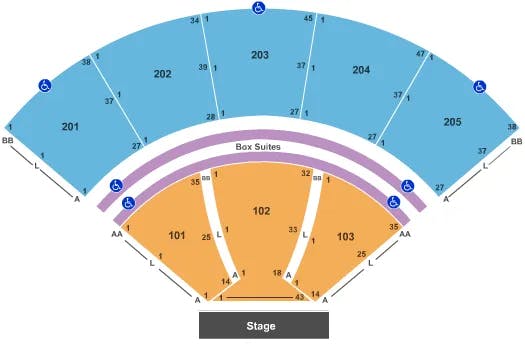 MERCEDES BENZ AMPHITHEATER END STAGE Seating Map Seating Chart