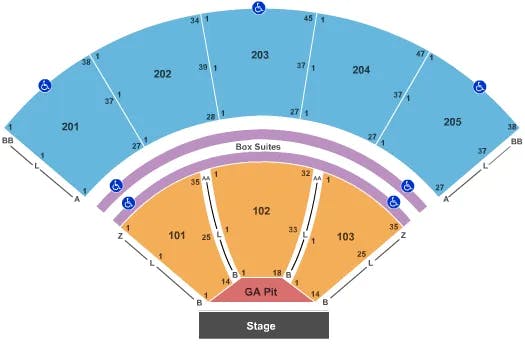 MERCEDES BENZ AMPHITHEATER END STAGE PIT Seating Map Seating Chart