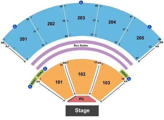 MERCEDES BENZ AMPHITHEATER ENDSTAGE RESERVED PIT Seating Map Seating Chart