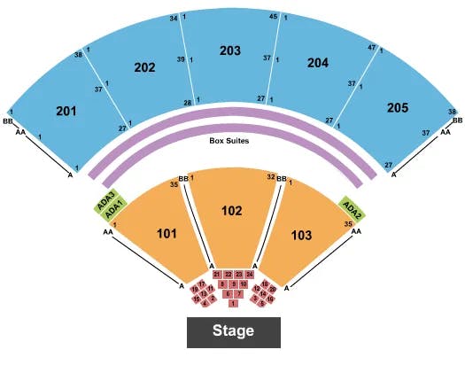 MERCEDES BENZ AMPHITHEATER ENDSTAGE TABLES Seating Map Seating Chart