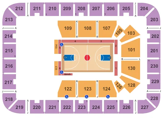EXPLOREASHEVILLECOM ARENA AT HARRAHS CHEROKEE CENTER BASKETBALL Seating Map Seating Chart