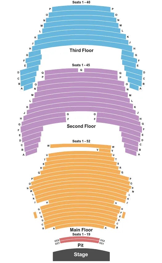 UNION COLONY CIVIC CENTER MONFORT CONCERT HALL ENDSTAGE PIT Seating Map Seating Chart