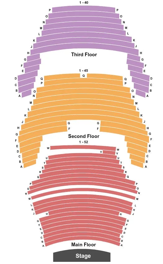 UNION COLONY CIVIC CENTER MONFORT CONCERT HALL END STAGE Seating Map Seating Chart