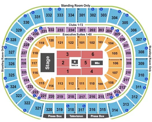  CYNDI LAUPER Seating Map Seating Chart