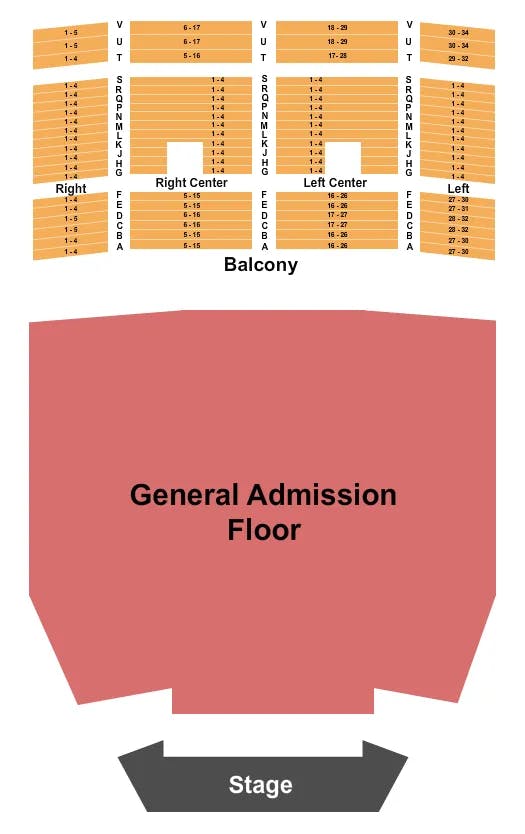 UPTOWN THEATER KC ENDSTAGE GA FLR Seating Map Seating Chart