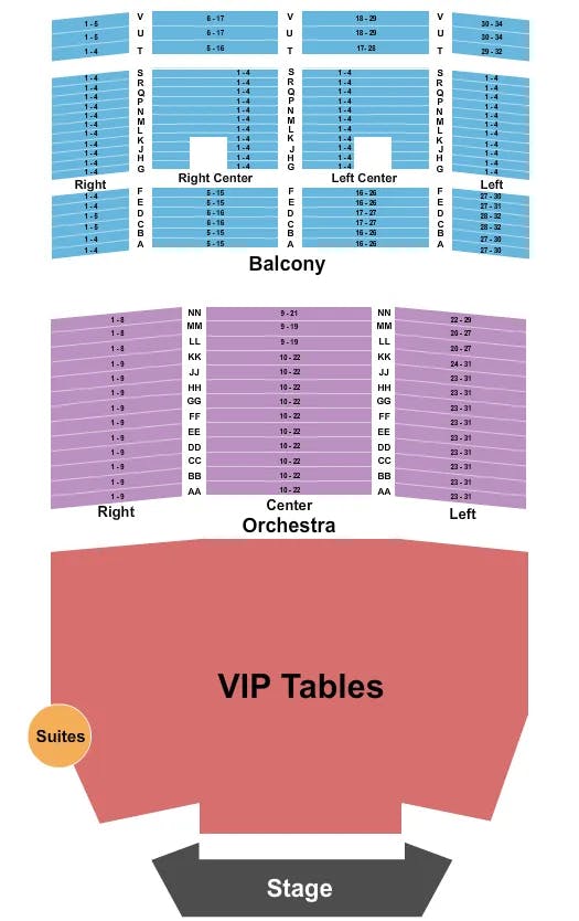 UPTOWN THEATER KC ENDSTAGE VIP TABLES Seating Map Seating Chart