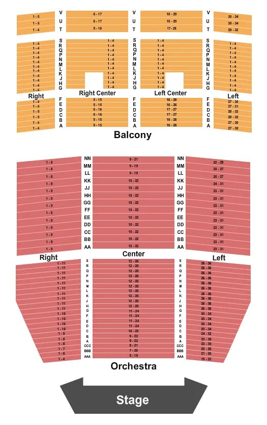 UPTOWN THEATER KC END STAGE Seating Map Seating Chart