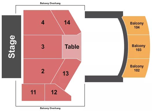  ENDSTAGE RESERVED WITH TABLE Seating Map Seating Chart