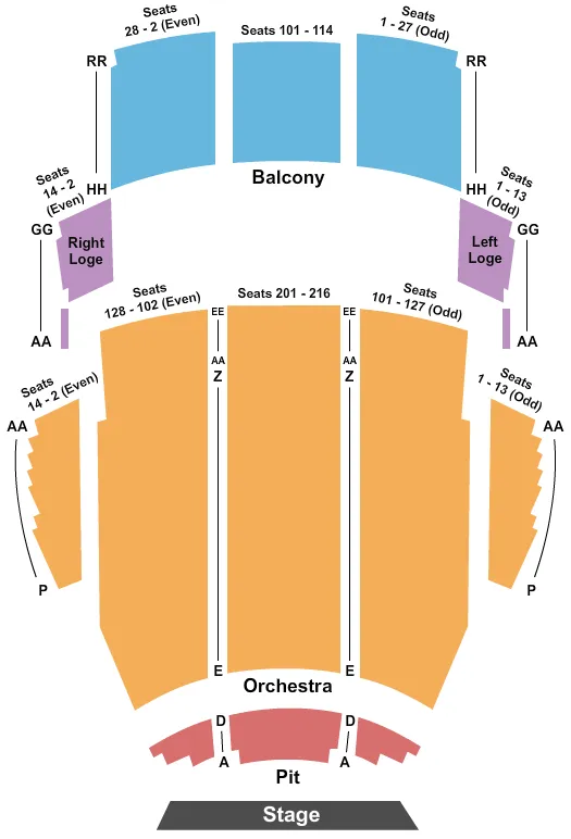 VETERANS MEMORIAL CIVIC CONVENTION CENTER END STAGE Seating Map Seating Chart