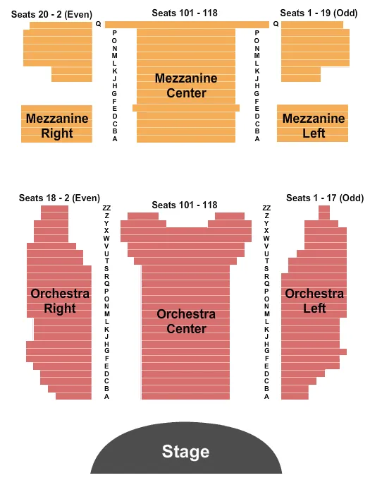 VIRGINIA AUGUST WILSON THEATRE NY ENDSTAGE 1 Seating Map Seating Chart