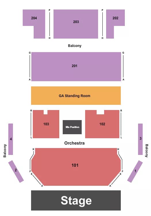  END STAGE NUMBERED ORCH Seating Map Seating Chart